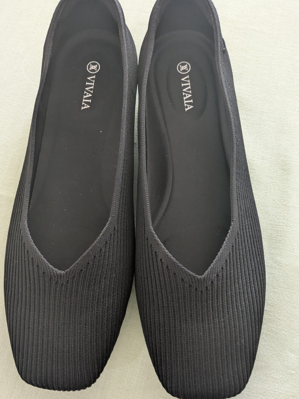 VIVAIA Ballet Flat "Margot" EU Sz 43/US 11 Square Toe Washable Shoe Black NEW